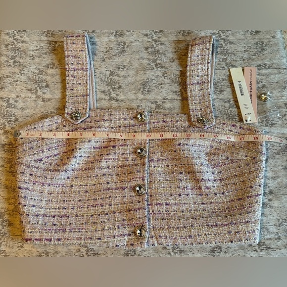 NEW w/Tags AQUA Lavender Tweed Crop Top 100% Bloomingdale's Exclusive Size L - Picture 10 of 11